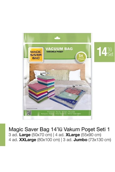 Magic Saver Bag 14lü  Vakumlu Poşet Set 1 ürün görseli 1