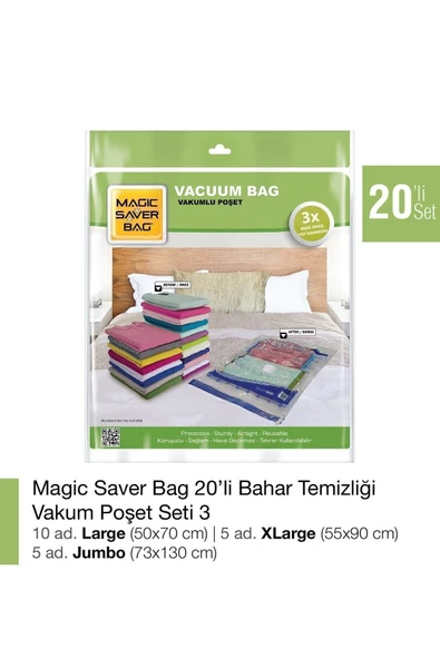 Magic Saver Bag 20li  Vakumlu Poşet Set 3 ürün görseli 1