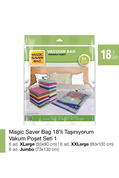 Magic Saver Bag 18  Vakumlu Poşet Set 1 ürün görseli 1