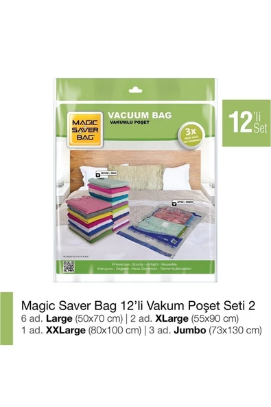 Magic Saver Bag 12li Vakumlu Poşet Seti 2 ürün görseli 1