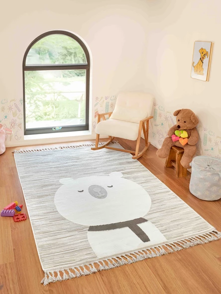 Bercario Kids 9272 Ayıcıklı Hayvan Figürlü Dokuma Çocuk Odası Yumuşak Bebek Odası Halısı ürün görseli 1