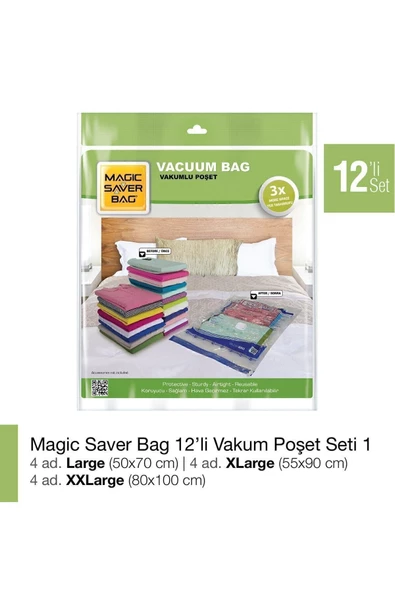 Magic Saver Bag 12li  Vakumlu Poşet Set 1 ürün görseli 1