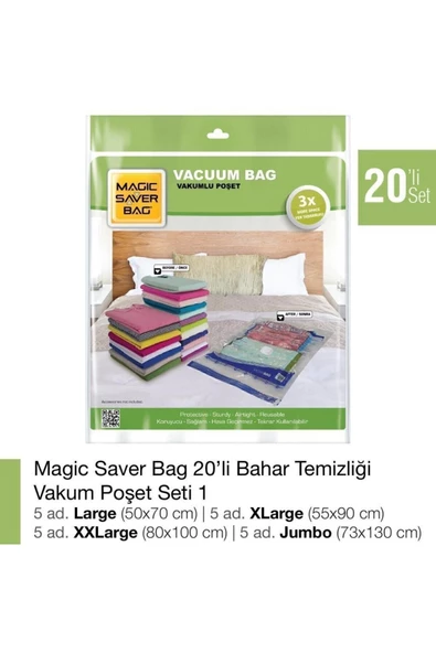 Magic Saver Bag 20 li Vakumlu Poşet Set 1 ürün görseli 1