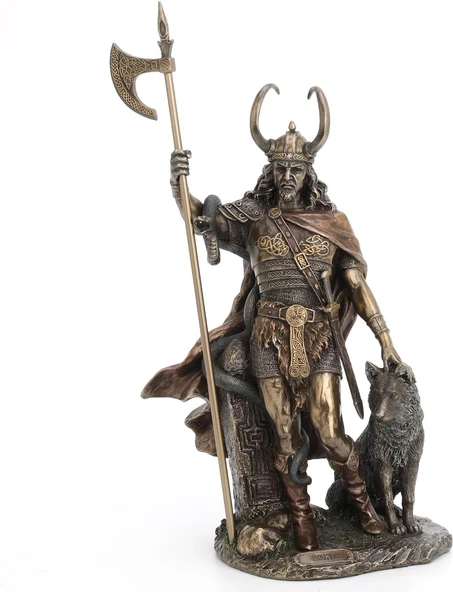 Bronz İskandinav Tanrısı Loki Kötülük ve Kurnazlık Tanrısı Heykel Biblo Ev Dekoru ürün görseli 1