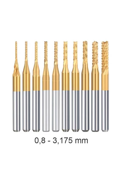 Titanyum Kaplı Tungsten Çelik CNC Freze PCB Kesici 0,5 - 3,175mm ürün görseli 1