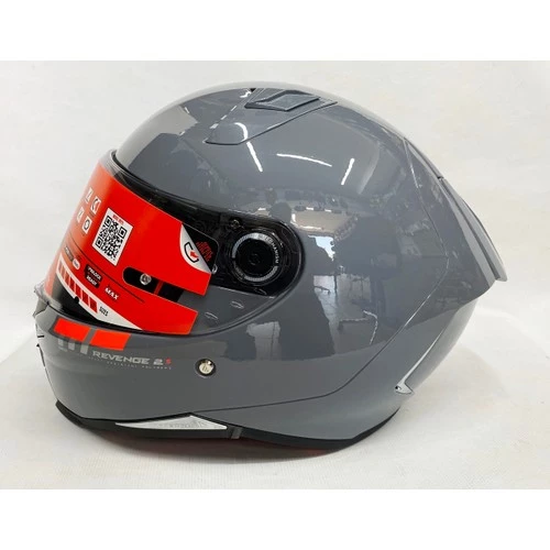Mt Kask mt Revenge 2 Parlak Gri A12 Şeffaf Vizörlü V14B ürün görseli 1