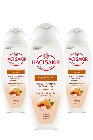 Hacı Şakir 2'si1 Arada Şampuan Badem Sütü 500 Ml 3'lü Paket ürün görseli 1
