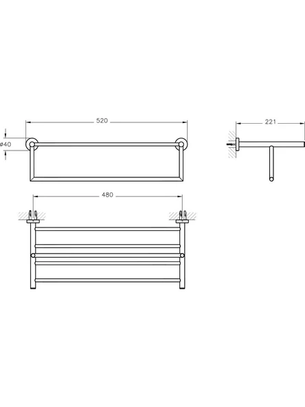 VitrA Base 200 A44108 Havlu Rafı, Krom - Resim 2