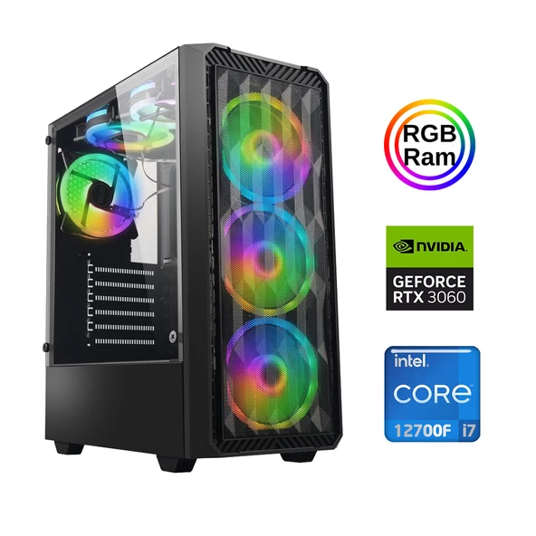 Xaser Xsr880 i7 12700F 16GB Ram 512GB M.2 NVMe SSD 12GB RTX3060 Oyun Hazır Sistem ürün görseli 1
