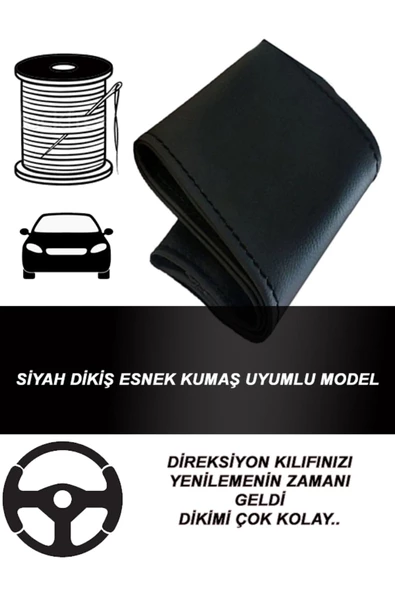best buy best buy Peugeot Rifter Deri Direksiyon Kılıfı Dikmeli Siyah Dikiş ürün görseli 1