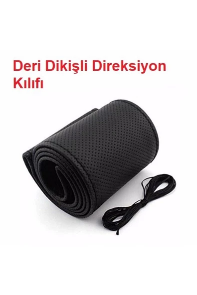 ERAKS CAR ACCESORIES ERAKS CAR ACCESORIES Deri Direksiyon Kılıfı Kokusuz Dikmeli - Siyah ürün görseli 1
