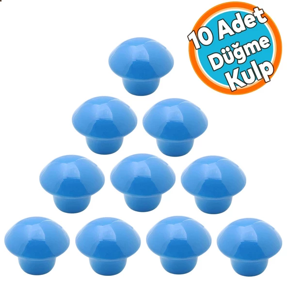 10 Adet Düğme Kulp Mutfak Çekmece Bebek Çocuk Genç Odası Dolap Kapak Kulpu Kulbu Mavi Metal Kulp ürün görseli 1