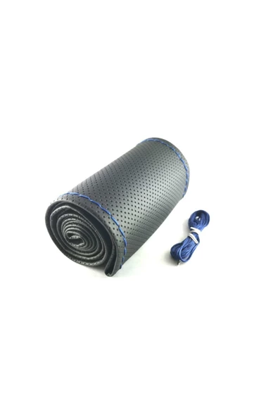 Lüx Auto Lüx Auto Dikmeli Direksiyon Kılıfı Delikli Mavi Dikişli ürün görseli 1