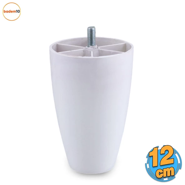 Oval Plastik Ayak 12 cm Mobilya Yükseltici Sehpa Kanepe TV Ünitesi Koltuk Ayağı Baza Ayakları Beyaz ürün görseli 1