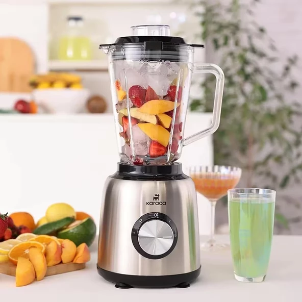 Karaca 1,5 Litre Geniş Hazneli İnox Buz Kırma Fonksiyonlu 1000W Cam Hazneli Smoothie Blender ürün görseli 1