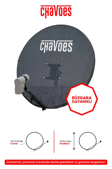 Chavoes Çanak Anten 85CM Delikli Rüzgara Dayanıklı + Tekli LNB (Premium Paket) ürün görseli 1
