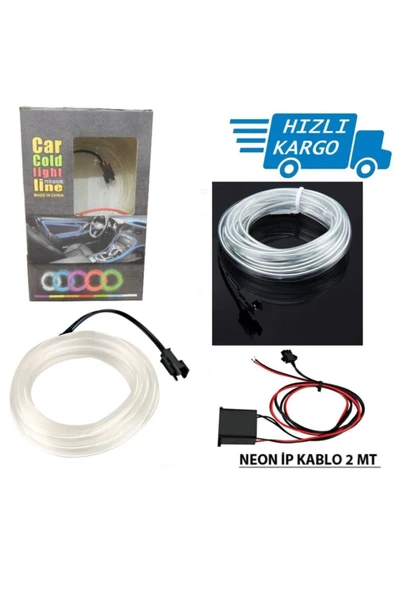 Universal Araba Araç Içi Torpido Ledi Ip Neon Ip Led El Wire 2 Metre Beyaz ürün görseli 1