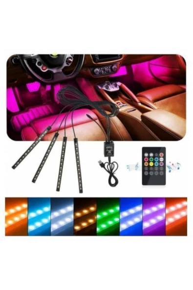 Rock Uzaktan Kumandalı Led Araç Içi Led 12 Ledli Ayak Altı Led Sese Duyarlı Led Müziğe Duyarlı Led ürün görseli 1