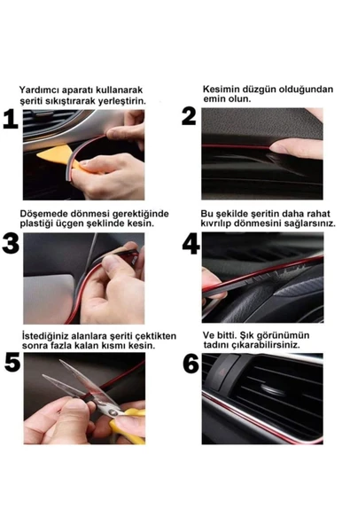 Tiger Marketing Yeni Nesil 5 Metre Trim Fitili Torpido Çıtası (KIRMIZI RENK) ürün görseli 1