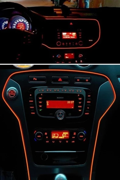clean stoff Araç Içi Torpido Ledi Şerit Led Ip Led Neon Turuncu 2 Metre ürün görseli 1