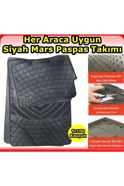 Tiger Marketing Tata İndica Uyumlu Mars Kauçuk Siyah Paspas Seti ürün görseli 1