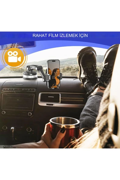 Tiger Marketing Büyük Vantuzlu 360 Derce Merkezi Ayarlanabilir Araç İçi Telefon Tutucu ürün görseli 1