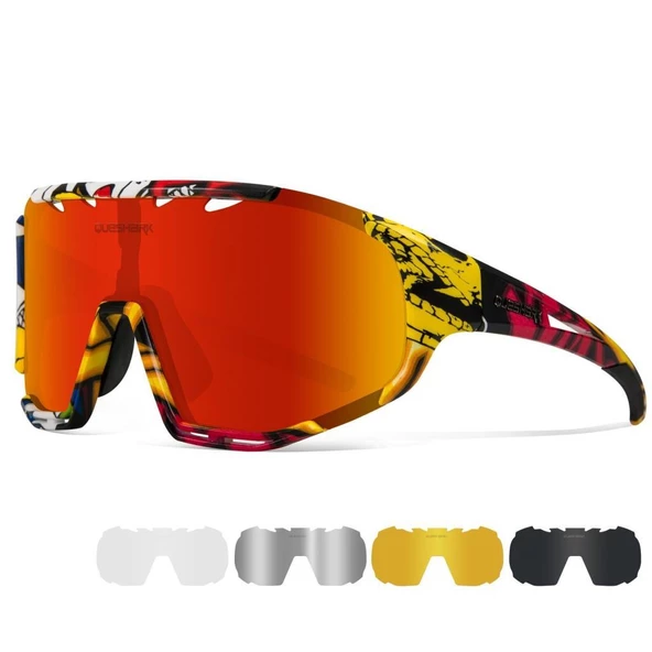 Queshark Polarize Anti-UV Outdoor 5 Lens Ultra Hafif Spor Motorsiklet Bisiklet Kayak Güneş Gözlüğü ürün görseli 1