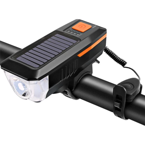 T6 Led Solar Güneş Enerjili Kornalı Powerbankli Su geçirmez USB Şarjlı Bisiklet Farı 3 Modlu ürün görseli 1