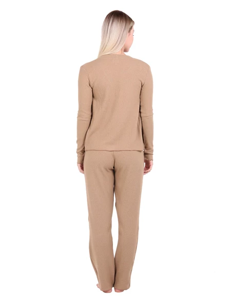 U&ME Ribbed Crop 3lü Takımı Camel - Resim 3