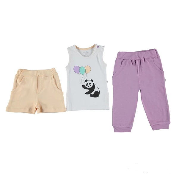 Bravo Baby 3 lü Yazlık Set (Atlet-Pantolon-Şort) 9-12 Ay ürün görseli 1