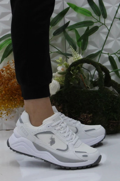U.S. Polo Assn. Habıta Beyaz Gri Rahat Orijinal Ürün Sneaker Kadın Ayakkabı ürün görseli 1