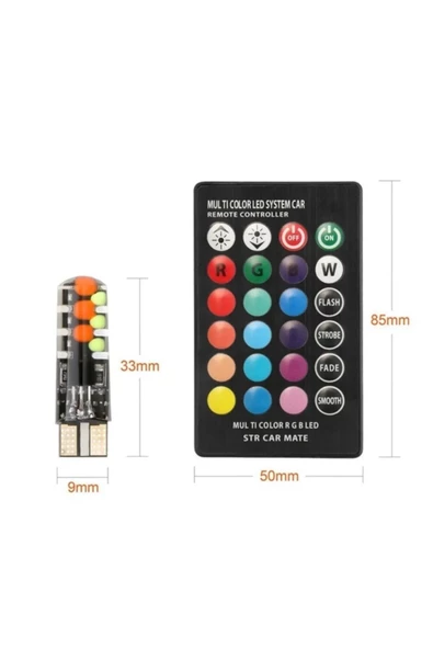 Tiger Marketing Kumandalı Rgb T10 Park Ledi Far Ledi Renkli Park Ampulü ürün görseli 1