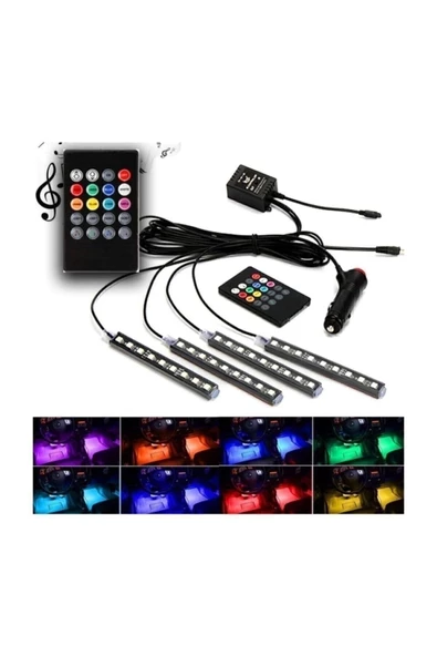 Teknopack Ayak Altı Led Sese Ve Müziğe Duyarlı Led Rgb Kumandalı Ambiyans 12 Led ürün görseli 1