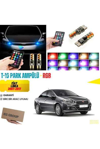 KG GROUP Fiat Linea (2007-2017) Uyumlu T10 Kumandalı Park Ampulü Rgb Led ürün görseli 1