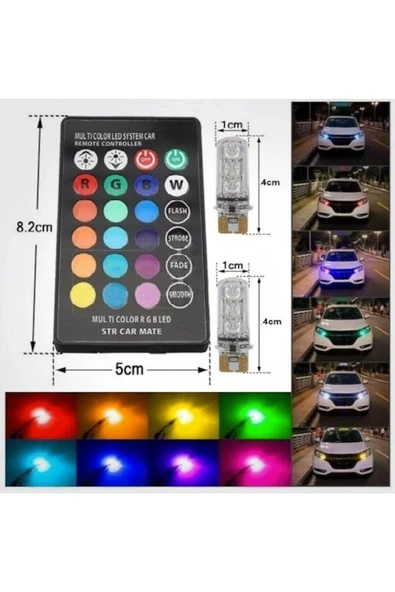 EK GARAJ T10 Rgb Kumandalı Çakarlı Park Ampülleri ürün görseli 1