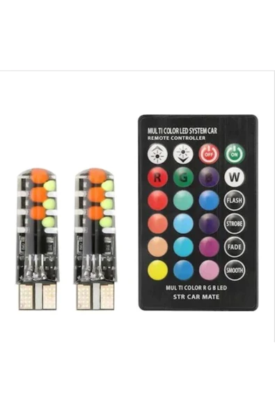 Apex Kumandalı 18 Renk Değiştiren T10 Led Çakarlı Park Ampulü ürün görseli 1
