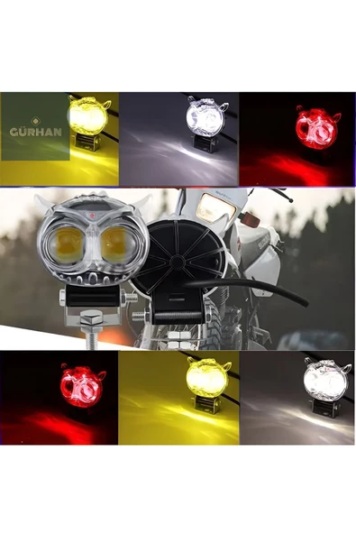 GÜRHAN SHOP Baykuş Sis Farı 1 Adet 3 Modlu Sarı Beyaz Kırmızı Universal ürün görseli 1