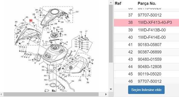 Yamaha Yzf R25 '17 Depo Sağ Yan Kapak Metalik Beyaz ürün görseli 1