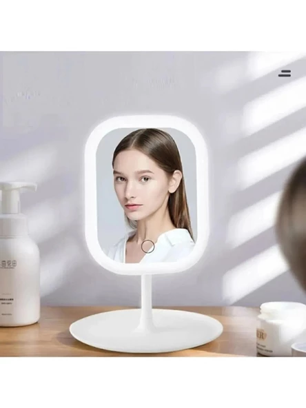 Masaüstü Dokunmatik Makyaj Aynası LED Işıklı Beyaz Renk Make Up Mirror 3 Modlu Standlı E63 ürün görseli 1