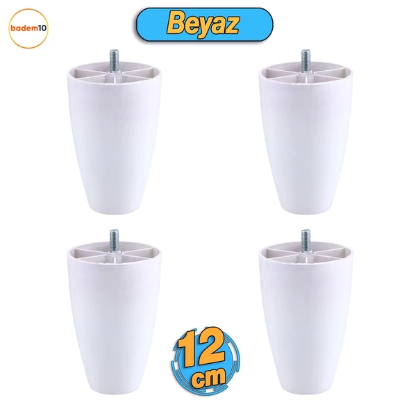 Oval 4 Adet Ayak 12 cm Mobilya Yükseltici Sehpa Kanepe TV Ünitesi Koltuk Ayağı Baza Ayakları Beyaz ürün görseli 1