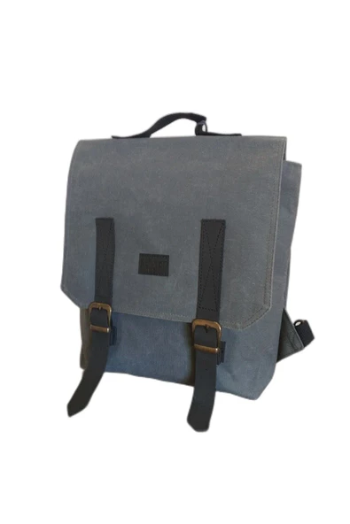 Old Cotton 7000  Suya Dayanıklı ( GRİ )Kanvas Sırt Okul 15.6 Laptop Çantası ürün görseli 1