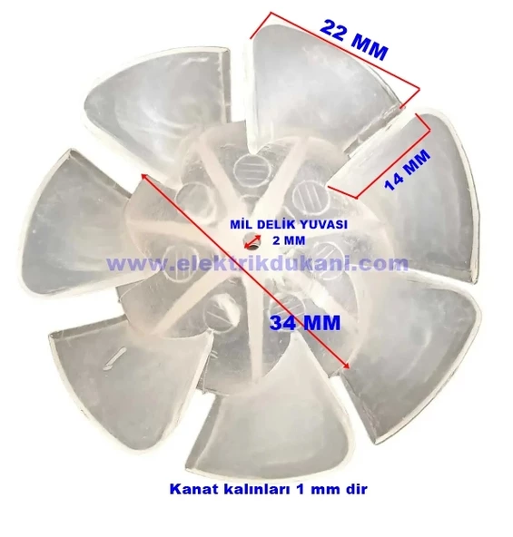 Fön Makinesi Pervanesi Plastik 7 Kanat Şeffaf ürün görseli 1