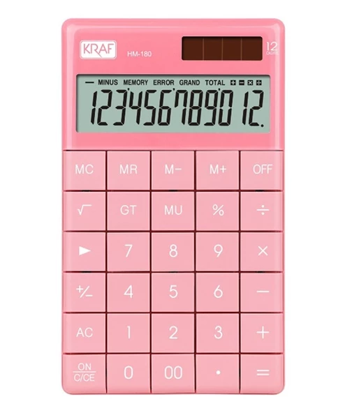 Kraf Hesap Makinesi Pembe Hm-180 ürün görseli 1