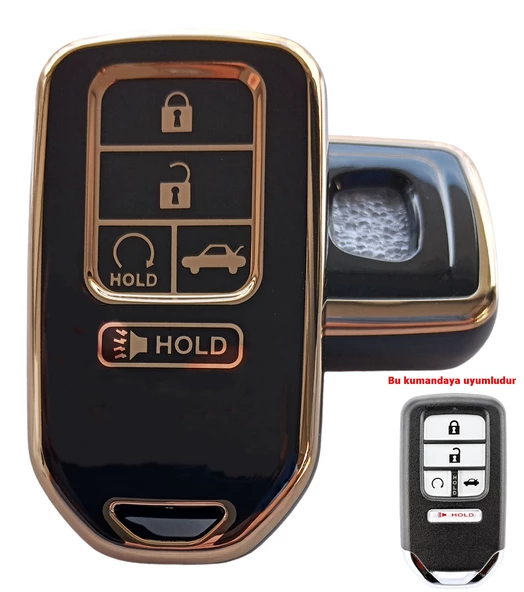 Honda Civic Accord Uyumlu Smart Anahtar Kılıfı Kumanda Kılıfı Oto Anahtarlık Siyah Gold ürün görseli 1
