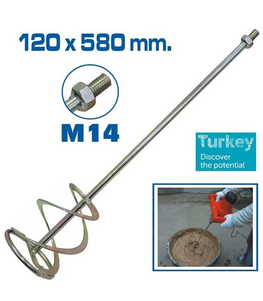 Topshop TH14343 Boya Alçı ve Harç Karıştırıcı Uç 120x580 mm ürün görseli 1
