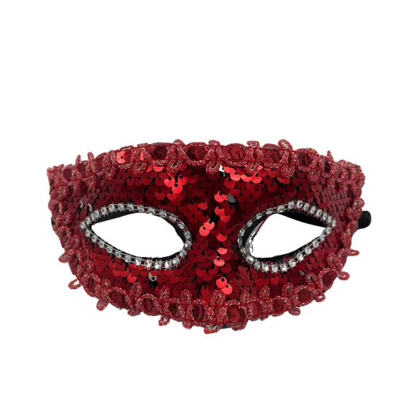 Plastik Pullu Lüks Maske Kırmızı ürün görseli 1