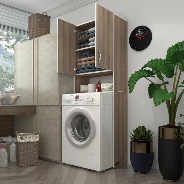 Kenzlife çamaşır makinesi dolabı sinem crd 180*066*30 banyo kiler kapaklı arkalıklı ürün görseli 1