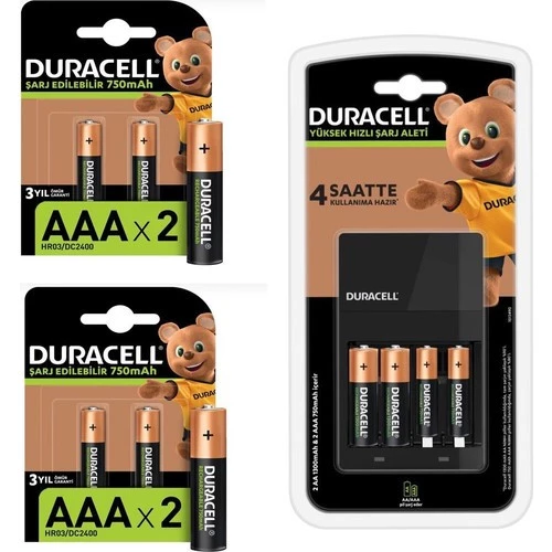 Duracell Cef 14 Pilli Şarj Cihazı ve Şarj Edilebilir 2 Adet 1300 Mah 6 Adet 750 Mah Pil Paketi ürün görseli 1