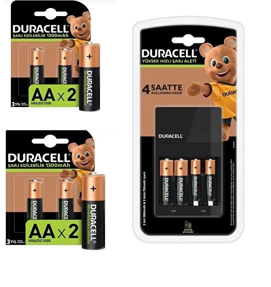 Duracell Cef 14 Şarj Cihazı ve Şarj Edilebilir 2 Adet 750 Mah Aaa 6 Adet 1300 Mah Aa Şarj Edilebilir Pil ürün görseli 1