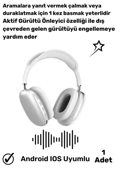 IPhone 8 Uyumlu 5.2 Bluetooth Anc Dokunmatik Suya Tere Dayanıklı P9 Kablosuz Kulaklık ürün görseli 1